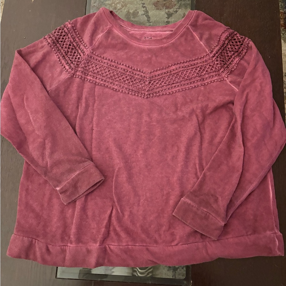 a.n.a Deep Red Long Sleeve Top